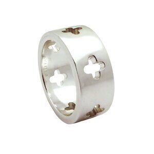 Tiffany & Co. 925 Sterling Silver Cross Stencil Cutout Wide Band Ring Size 5.25